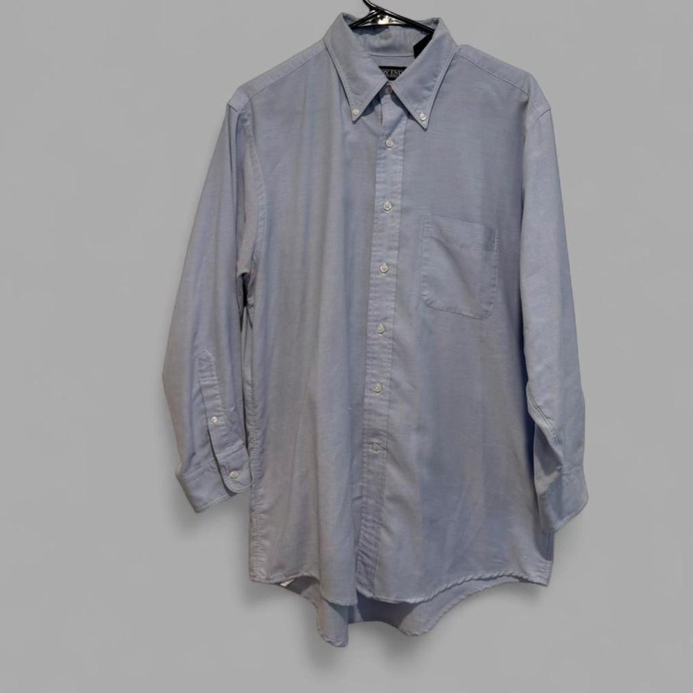 Lands' End Men's Light Blue Button Down Shirt Large 16.5- 32